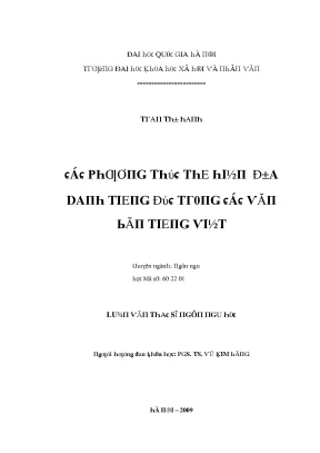 Luận văn các phương thức thể hiện địa danh tiếng đức trong các văn bản tiếng việt