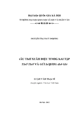 Luận văn câu thơ xuân diệu trong hai tập thơ thơ và gửi hương cho gió
