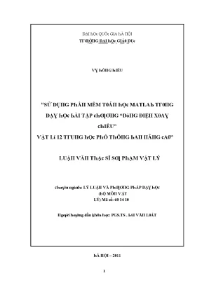 Luận văn sử dụng phầm mềm toán học matlab trong dạy học bài tập chương dòng điện xoay chiều vật lý 12 trung học phổ thông ban nâng cao