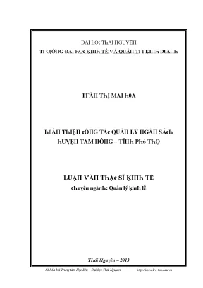 Luận văn hoàn thiện công tác quản lý ngân sách huyện tam nông tỉnh phú thọ