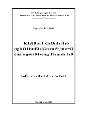 Luận văn khảo sát chỉnh thể nghệ thuật dân ca đám cưới của người mường thanh hóa