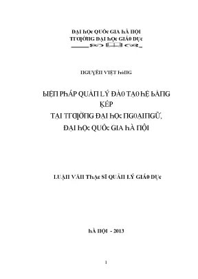 Luận văn biện pháp quản lý đào tạo hệ bằng kép tại trường đại học ngoại ngữ đại học quốc gia hà nội