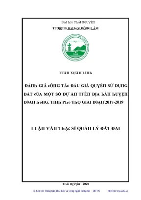 Luận văn đánh giá công tác đấu giá quyền sử dụng đất của một số dự án trên địa bàn huyện đoan hùng tỉnh phú thọ giai đoạn 2017 2019