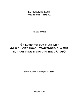 Luận văn rèn luyện tư duy phản biện cho sinh viên ngành toán thông qua một số phản ví dụ trong giải tích và tôpô