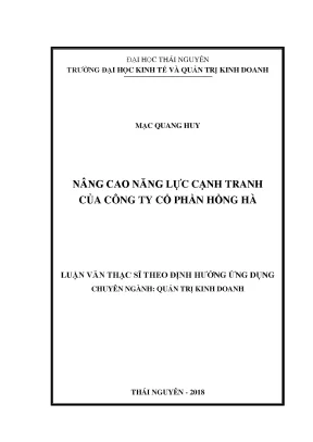 Luận văn nâng cao năng lực cạnh tranh của công ty cổ phần hồng hà