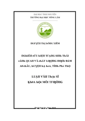 Luận văn nghiên cứu hiện trạng sinh thái cảnh quan và chất lượng nước đầm ao châu huyện hạ hòa tỉnh phú thọ