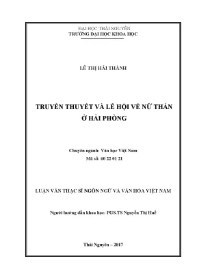 Luận văn truyền thuyết và lễ hội về nữ thần ở hải phòng