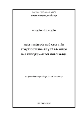 Luận văn phát triển đội ngũ giáo viên trường trung cấp y tế bắc giang đáp ứng yêu cầu đổi mới giáo dục