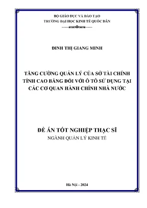 Luận văn thạc sĩ quản lý kinh tế tăng cường quản lý của sở tài chính tỉnh cao bằng đối với ô tô sử dụng tại các cơ quan hành chính nhà nước