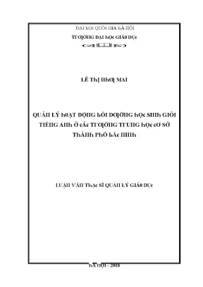 Luận văn quản lý hoạt động bồi dưỡng học sinh giỏi tiếng anh ở các trường trung học cơ sở thành phố bắc ninh