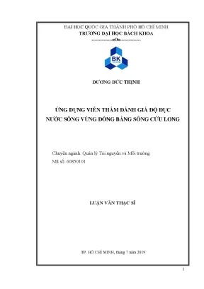 Luận văn thạc sĩ quản lý tài nguyên và môi trường ứng dụng viễn thám đánh giá độ đục nước sông vùng đồng bằng sông cửu long