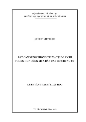 Luận văn bất cân xứng thông tin và tự do ý chí trong hợp đồng mua bán căn hộ chung cư