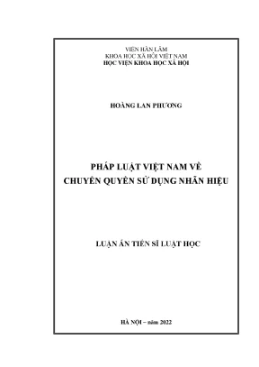 Luận án tiến sĩ pháp luật việt nam về chuyển quyền sử dụng nhãn hiệu