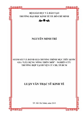 Luận văn giám sát và đánh giá chương trình mục tiêu quốc gia xây dựng nông thôn mới nghiên cứu trường hợp tại huyện củ chi tp hcm luận văn thạc sĩ