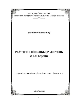 Luận văn phát triển nông nghiệp bền vững ở hải dương