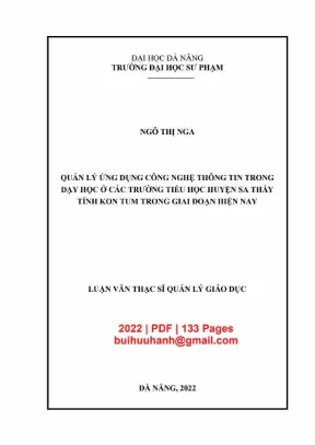 Luận văn thạc sĩ quản lý ứng dụng công nghệ thông tin trong dạy học ở các trường tiểu học huyện sa thầy tỉnh kon tum trong giai đoạn hiện nay