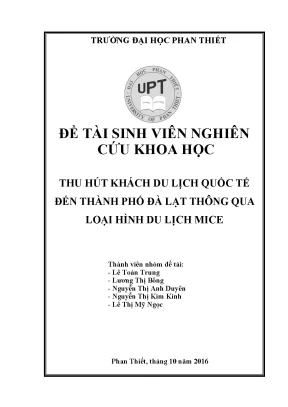 Thu hút khách du lịch quốc tế đến thành phố đà lạt thông qua mice