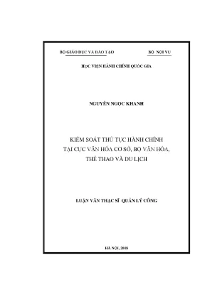 Luận văn kiểm soát thủ tục hành chính tại cục văn hóa cơ sở bộ văn hóa thể thao và du lịch