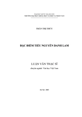 Luận văn thạc sĩ đặc điểm tiểu thuyết nguyễn danh lam