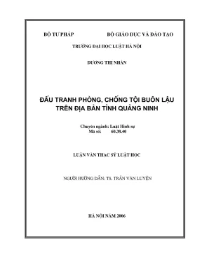 Luận văn thạc sĩ luật học đấu tranh phòng chống tội buôn lậu trên địa bàn quảng ninh