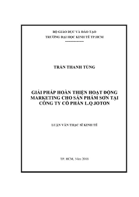 Luận văn giải pháp hoàn thiện hoạt động marketing cho sản phẩm sơn tại công ty cổ phần l q joton
