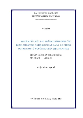 Luận văn thạc sĩ kỹ thuật hóa dầu nghiên cứu xúc tác trên cơ sở h zsm5 ứng dụng cho công nghệ sản xuất xăng có chỉ số octan cao từ nguồn nguyên liệu naphtha