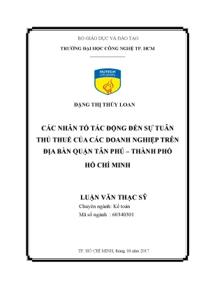 Luận văn các nhân tố tác động đến sự tuân thủ thuế của các doanh nghiệp trên địa bàn quận tân phú thành phố hồ chí minh