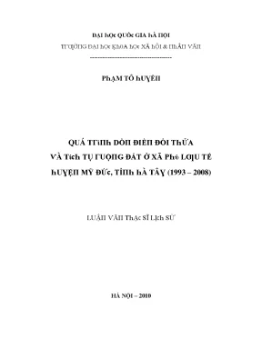 Luận văn quá trình dồn điền đổi thửa và tích tụ ruộng đất ở xã phù lưu tế huyện mỹ đức tỉnh hà tây 1993 2008