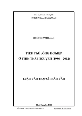 Luận văn tiểu thủ công nghiệp ở tỉnh thái nguyên 1986 2012