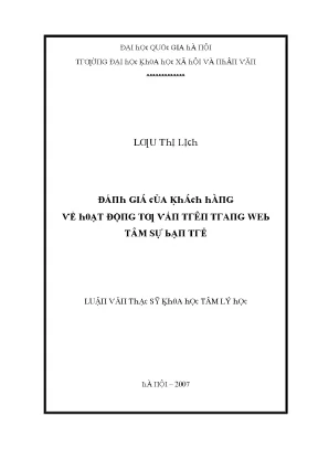 Luận văn đánh giá của khách hàng về hoạt động tư vấn trên trang web tâm sự bạn trẻ