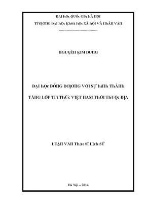 Luận văn đại học đông dương với sự hình thành tầng lớp trí thức việt nam thời thuộc địa