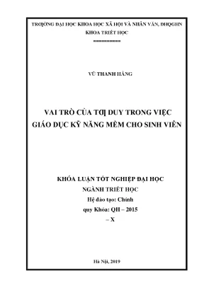 Luận văn thạc sĩ vai trò của tư duy trong việc giáo dục kỹ năng mềm cho sinh viên