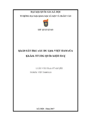 Luận văn khảo sát nhu cầu du lịch việt nam của khách trung quốc hiện nay