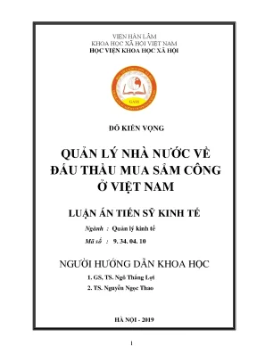 Luận án tiến sĩ kinh tế quản lý nhà nước về đấu thầu mua sắm công ở việt nam