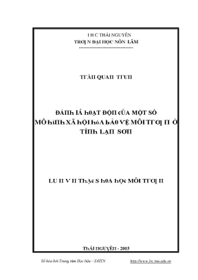 Luận văn đánh giá hoạt động của một số mô hình xã hội hóa bảo vệ môi trường ở tỉnh lạng sơn