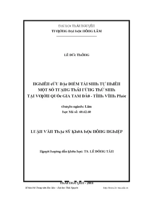 Luận văn nghiên cứu đặc điểm tái sinh tự nhiên một số trạng thái rừng thứ sinh tại vườn quốc gia tam đảo tỉnh vĩnh phúc