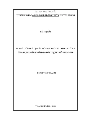 Luận văn nghiên cứu điều khiển mờ dựa trên đại số gia tử và ứng dụng điều khiển cho đối tượng mô hình miso