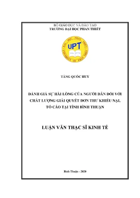 Đánh giá sự hài lòng của người dân đối với chất lượng giải quyết đơn thư khiếu nại tố cáo tại tỉnh bình thuận