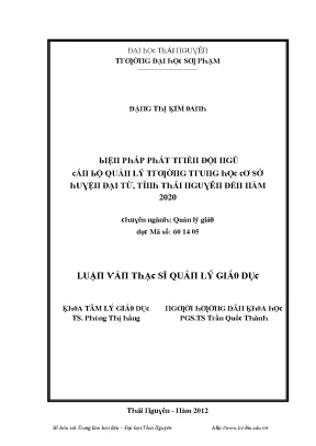 Luận văn biện pháp phát triển đội ngũ cán bộ quản lý trường trung học cơ sở huyện đại từ tỉnh thái nguyên đến năm 2020