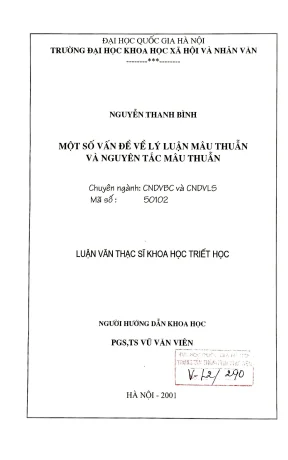 Luận văn thạc sĩ triết học một số vấn đề về lý luận mâu thuẫn và nguyên tắc mâu thuẫn