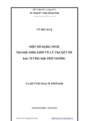 Luận văn một số dạng toán thi học sinh giỏi về lý thuyết số bậc trung học phổ thông