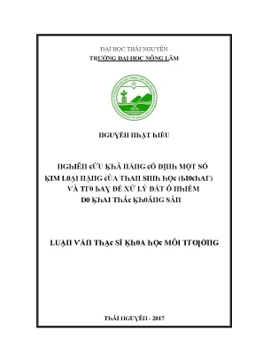 Luận văn nghiên cứu khả năng cố định một số kim loại nặng của than sinh học biochar và tro bay để xử lý đất ô nhiễm do khai thác khoáng sản