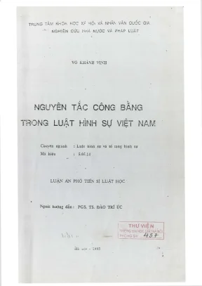 Luận án phó tiến sĩ khoa học luật học nguyên tắc công bằng trong luật hình sự việt nam