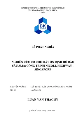 Luận văn thạc sĩ kỹ thuật xây dựng nghiên cứu cơ chế mất ổn định hố đào sâu 33 5m công trình nicoll highway singapore