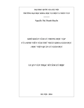 Luận văn khó khăn tâm lý trong học tập của sinh viên năm thứ nhất khoa giáo dục học viện quản lý giáo dục