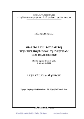 Luận văn giải pháp thu hút đầu tư trực tiếp nước ngoài tại việt nam giai đoạn 2012 2020