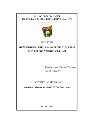 Luận văn thạc sĩ thơ văn huỳnh thúc kháng trong tiến trình hiện đại hóa văn học việt nam