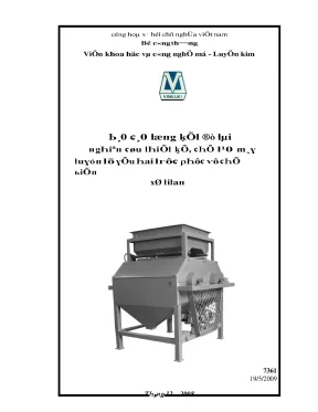 Nghiên cứu thiết kế chế tạo máy tuyển từ yếu 2 trục phục vụ chế biến xỉ titan