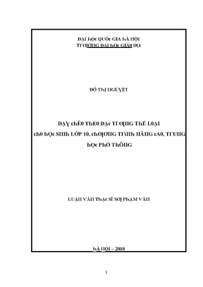 Luận văn dạy chèo theo đặc trưng thể loại cho học sinh lớp 10 chương trình nâng cao trung học phổ thông
