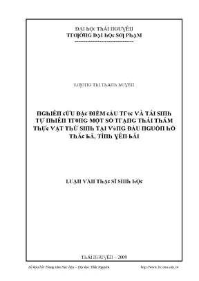 Luận văn nghiên cứu đặc điểm cấu trúc và tái sinh tự nhiên trong một số trạng thái thảm thực vật thứ sinh tại vùng đầu nguồn hồ thác bà tỉnh yên bái
